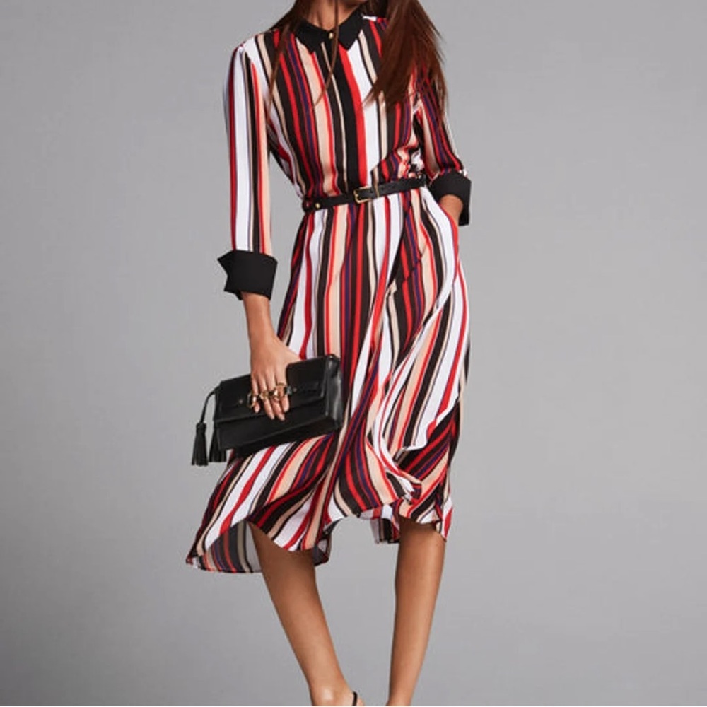 Anne Klein Multicolor Striped Midi Dress